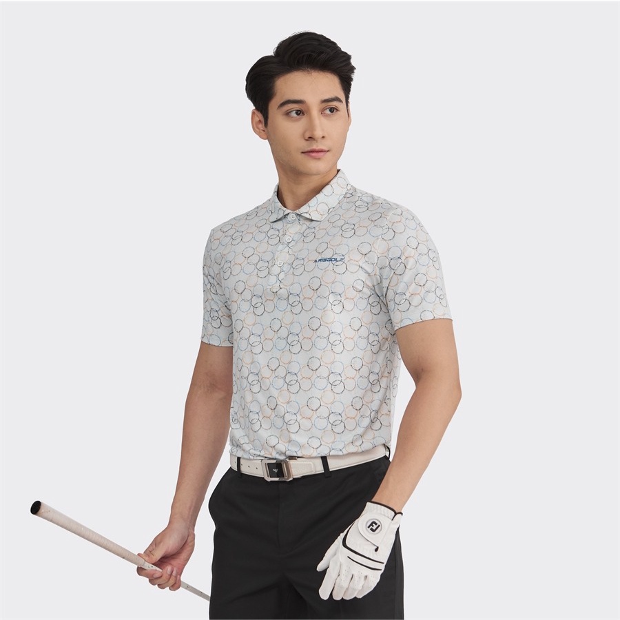 [MỚI] Áo polo ngắn tay ARISTINO dáng Golf fit khỏe khoắn,  họa tiết vàng xanh in tinh tế, ấn tượng- APSG19S2