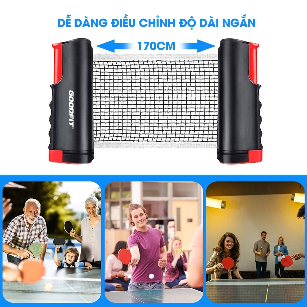 Cọc lưới bóng bàn rút gọn chính hãng GoodFit GF004TN chất liệu ABS cao cấp