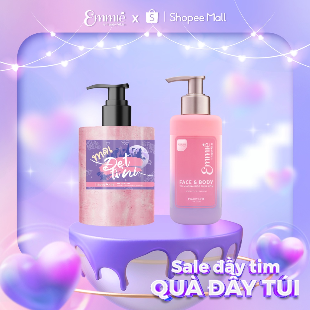 MAI ĐẸT TI NI: Sữa Tắm Nước Hoa Mai Đẹt Tini + Face & Body 7% Peachy Love HappySkin