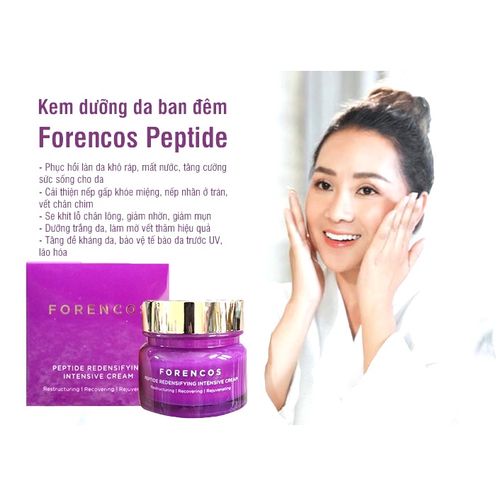 Kem dưỡng trắng da ban đêm Forencos Peptide 50g màu tím giảm nhăn, chống lão hóa - Harin Cosmetics