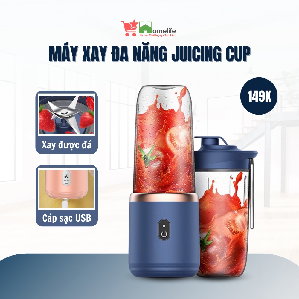 Máy Xay Sinh Tố Hoa Quả Cầm Tay JUICING CUP 300ml Pin Sạc USB Đa Năng Có Bảo Hành