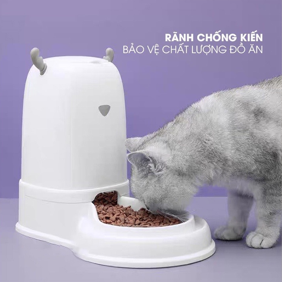 Bình ăn và bình uống tự động cho thú cưng hình tuần lộc đáng yêu dung tích lớn 3.8L, bình ăn uống cho chó mèo