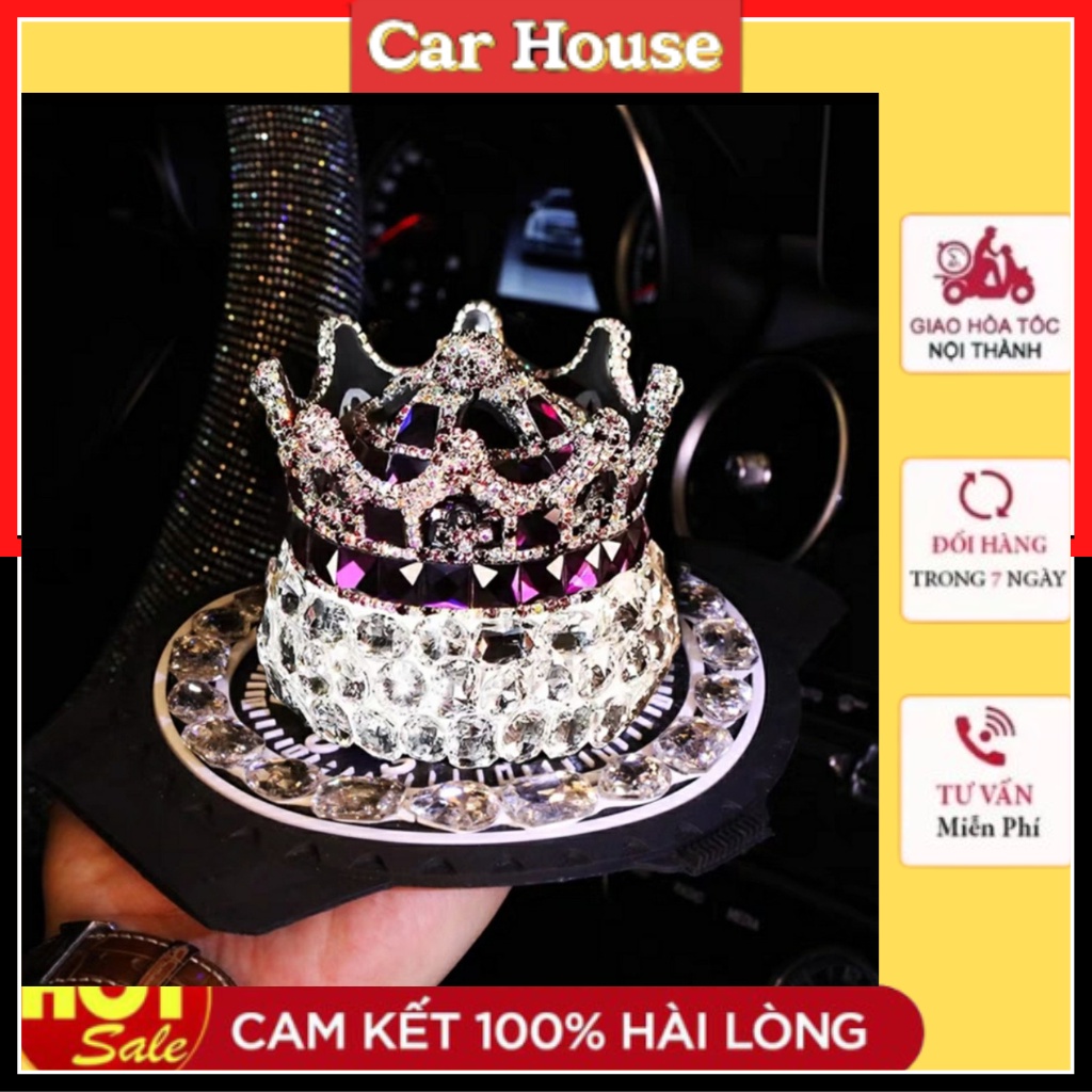 Nước hoa vương miện gắn đá pha lê trang trí xe hơi cao cấp.Set trang trí tablo, khử mùi xe hương thơm dễ chịu