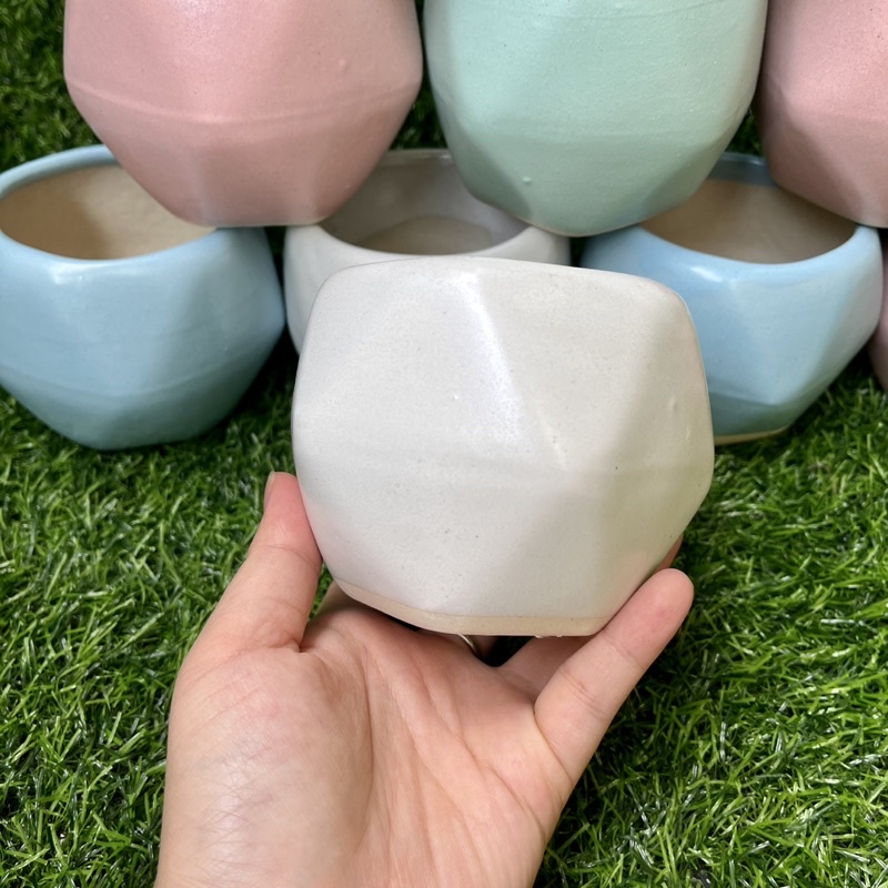 Chậu sứ bát tràng hình quả trám - Nhiều màu - Solar Garden