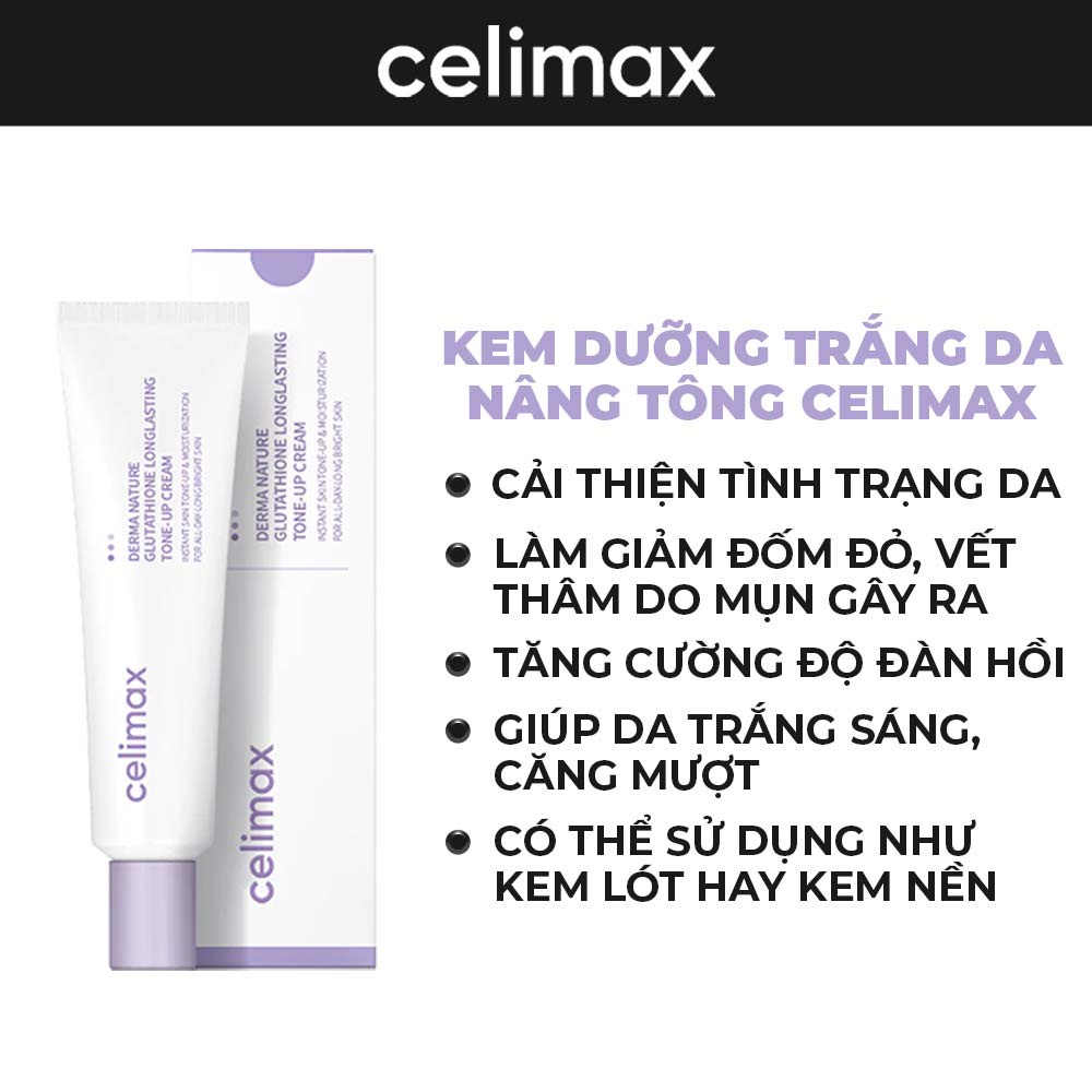 Kem Dưỡng Trắng Da Nâng Tông Celimax Derma Nature Glutathione Longlasting Tone-up Cream 35ml