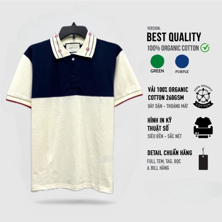 Áo polo Gucci Embroidered phối màu mới nhất Áo polo nam nữ vải cá sấu mới nhất