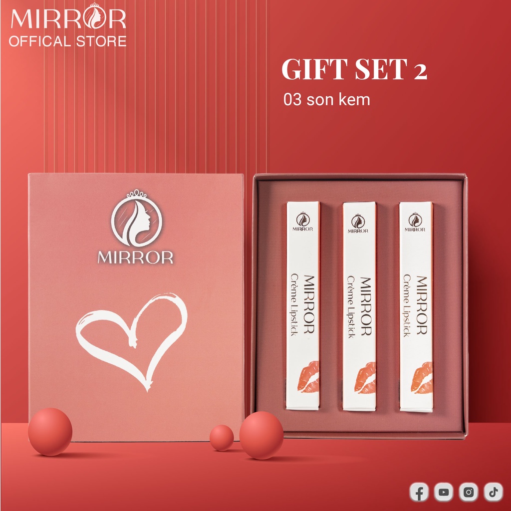 Bộ 3 son kem lì MIRROR Creme Lipstick  nhiều dưỡng bám màu 8-12 tiếng