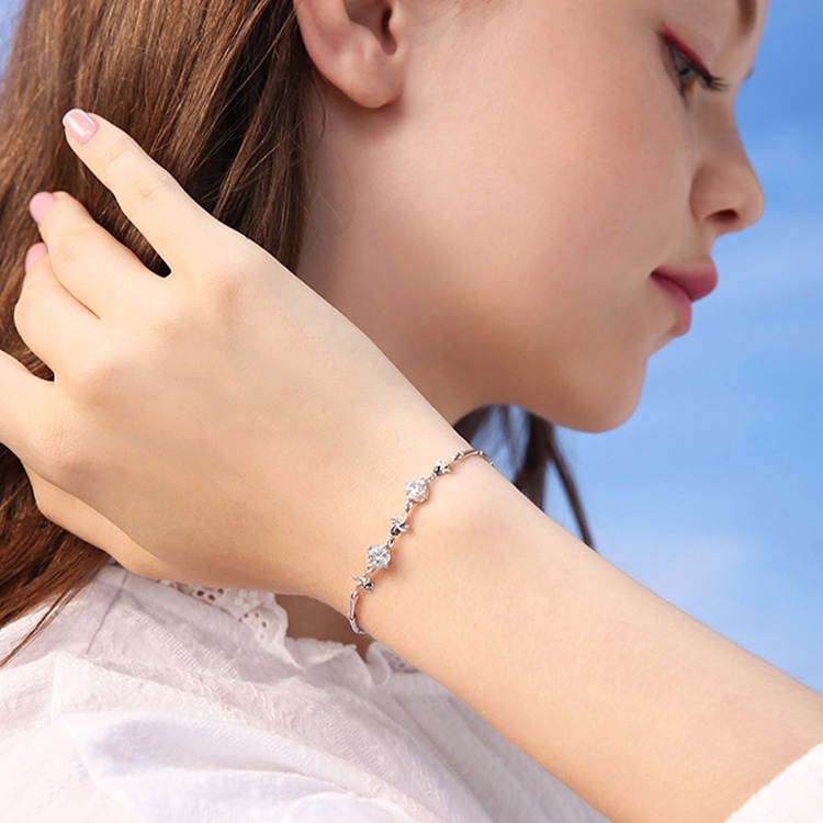 Lắc Tay Bạc Nữ - Cỏ Bốn Lá   - Vòng Tay Bạc Sterling M.Lady Jewelry