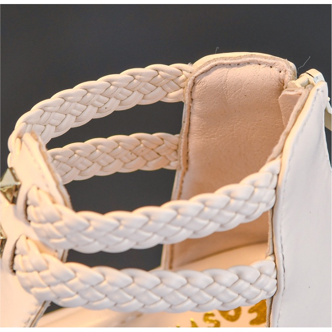 Dandal-Dép Chiến Binh Bằng da đế thấp thời trang hè cho bé gái 3-15 tuổi