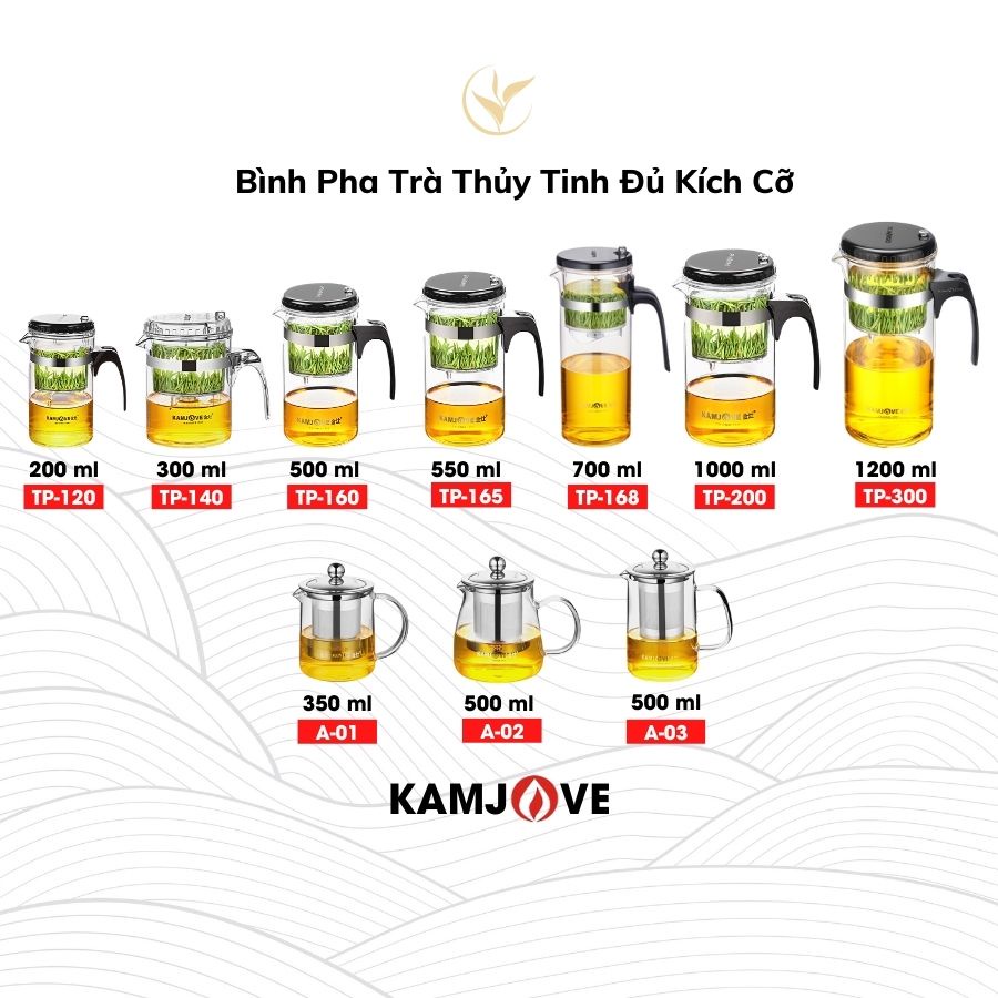 Ấm Trà Thủy Tinh Kamjove chính hãng Thiện Tài - Đủ Kích Cỡ