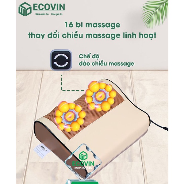 Gối Massage Cổ Vai Gáy, Máy Mát Xa Hồng Ngoại 16 Bi Beame BM -G38 Cao Cấp