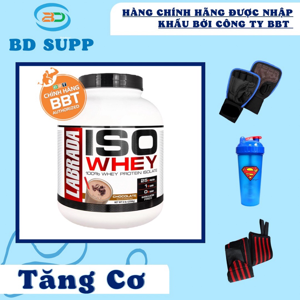 [Hàng BBT] Labrada ISO WHEY (2.3KG), 25g Whey Protein Isolate, Hỗ Trợ Tăng Cơ, Giảm Mỡ, BCAA, Glutamine, Không Lactose