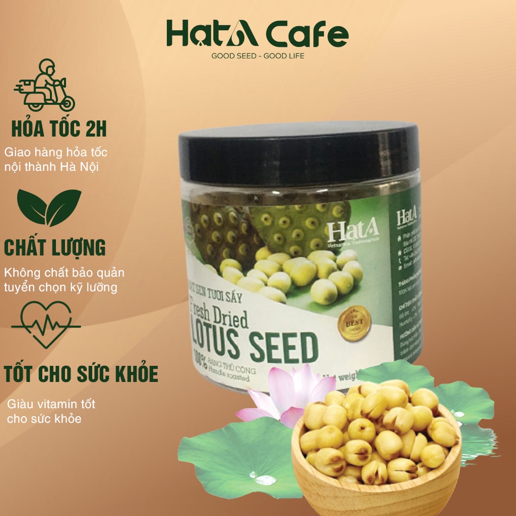 Hạt Sen Sấy Thơm Ngon Giòn Rụm, 100% Từ Hạt Sen Tươi, đã qua sấy khô, ăn liền không cần chế biến -150g