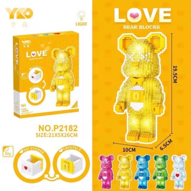 Lắp ráp mô hình Gấu Đặc Biệt CÓ ĐÈN, Sưu tập 5 con thành chữ LOVE <3