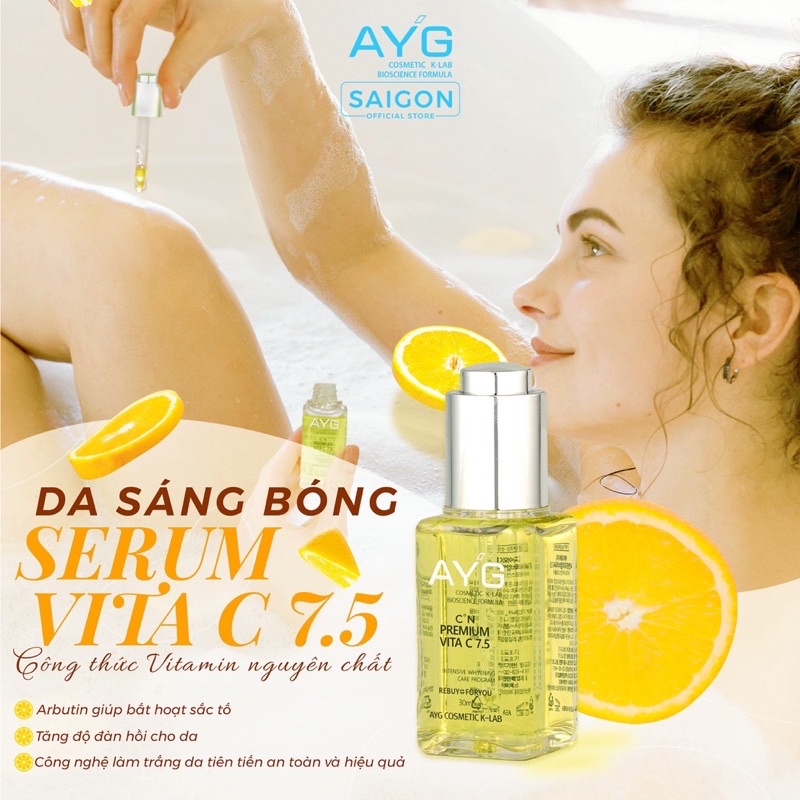 Serum Vitamin C AYG trắng sáng - se khít lỗ chân lông - đều màu da