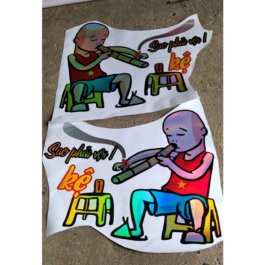 Tem xe tải hút thuôc lao. Cặp tem ông tễu kèm chữ Sao phải vội dán xe ô tô . Tem decal logo hút thuôc