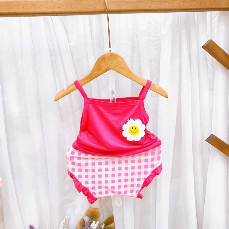 Bộ áo hai dây - quần chip vải cotton 4 chiều cho bé GÁI đồ hè cho bé gái