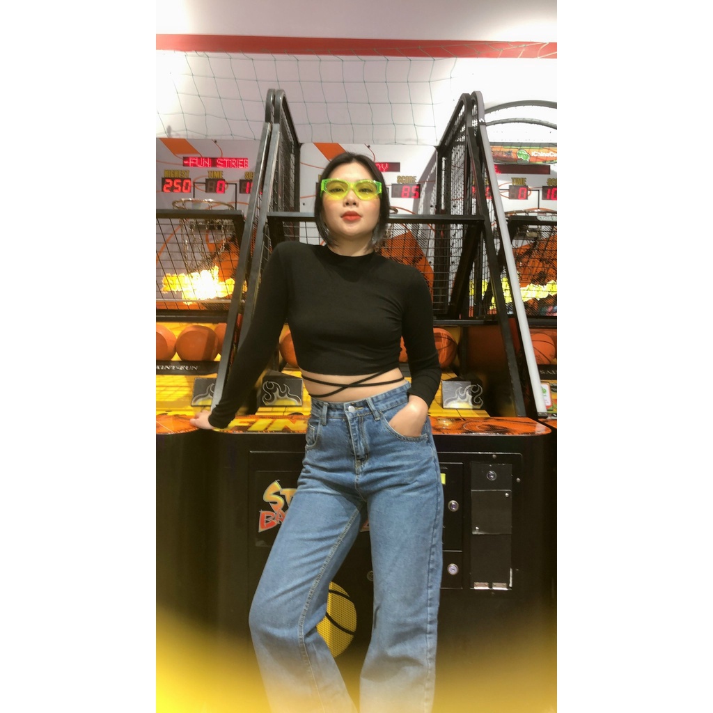 Áo croptop tay dài hở lưng dây cột nhiều kiểu Lolalalo 2023 - Ảnh shop tự chụp