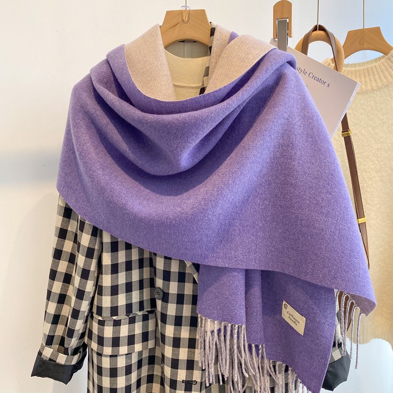 KHĂN CHOÀNG LEN MÙA ĐÔNG TRƠN MÀU HAI MẶT TUA RUA