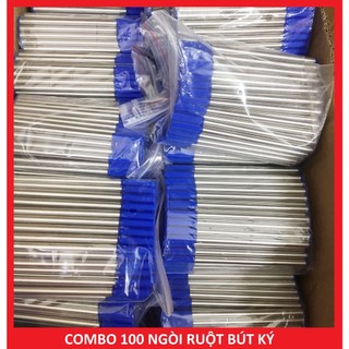 Combo 100 ruột bút ký, bút gỗ nắp 0.5 mm vỏ kim loại