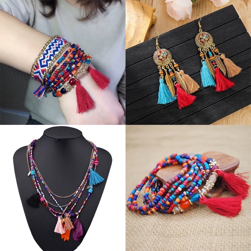 Set vòng cổ hạt nhiều màu bohemian - Khanturban.vn