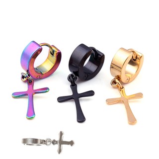 1 / 2 Khuyên Tai Thép Titan Hình Thánh Giá 4 * 9cm