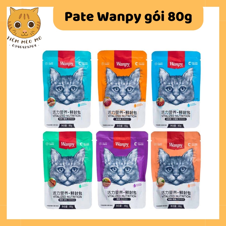 Pate WANPY dinh dưỡng cho mèo - gói 80g đủ vị