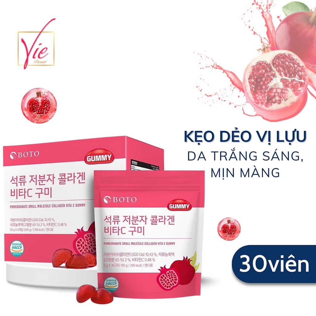 Kẹo Dẻo Lựu Gummy Collagen BOTTO Hàn Quốc 30 Viên