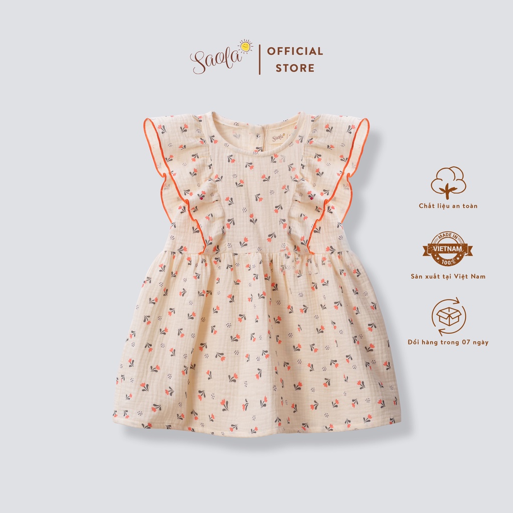 Đầm Váy Cho Bé Gái Chất Muslin Hoa Nhí Xinh Xắn Mềm Mát - ANTONELLA DRESS - DRM037, DRM038, DRM039 - SAOLA KIDS CLOTHING