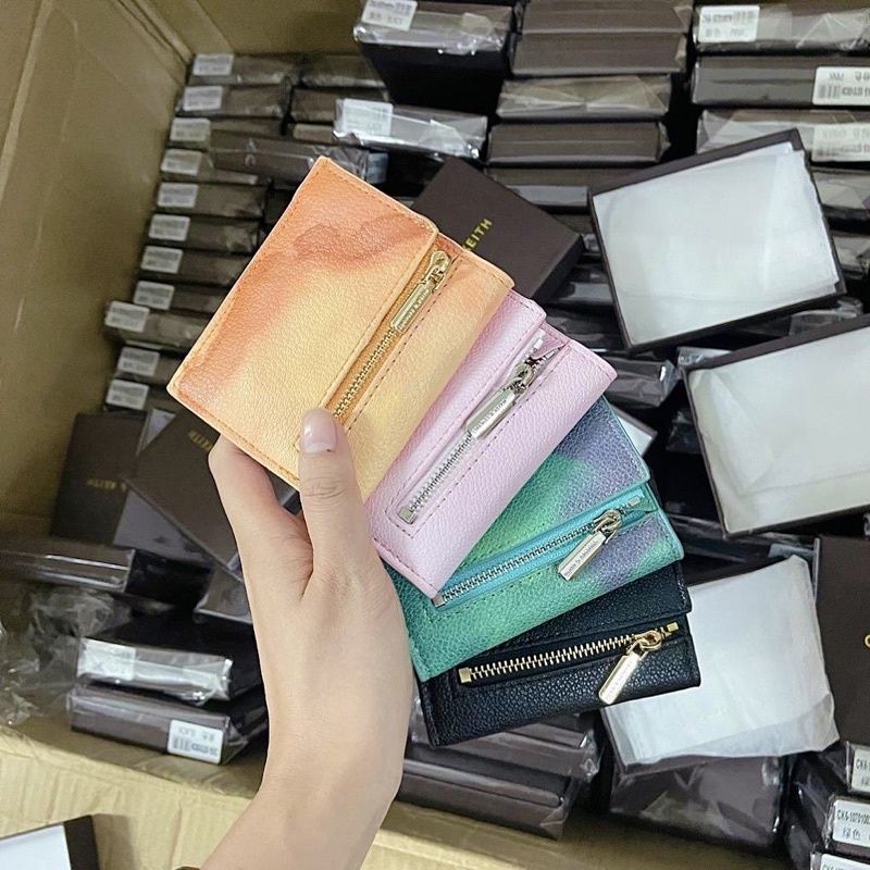 Ví Gập Ngắn Loang Màu Khoá Cài Nút Bấm Đựng Tiền + Thẻ FULLBOX  size 10