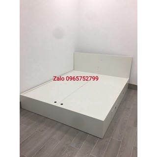 Giường ngủ trắng gỗ mdf có ngăn kéo - hỗ trợ lắp đặt hà nội
