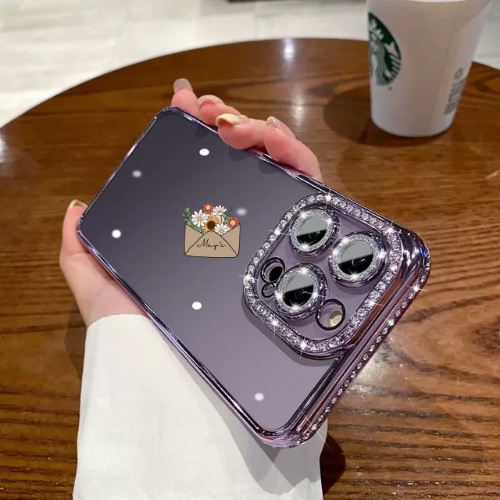Ốp Điện Thoại TPU Mềm Trong Suốt Chống Sốc Đính Đá Lấp Lánh Sang Trọng cho iPhone 11 12 13 14 Pro Max