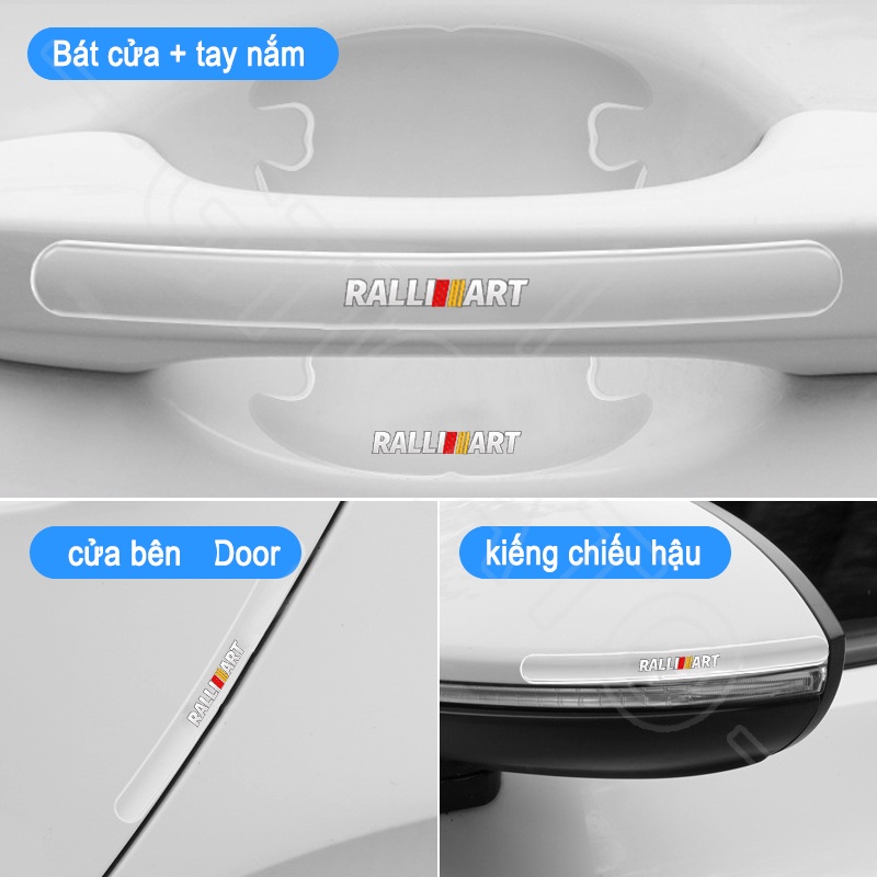 GTIOATO Cho Mitsubishi Ralliart Miếng Dán Tay Nắm Cửa Ô Tô Trong Suốt Miếng Dán Hõm Cửa Ô Tô Chống Xước Trầy Xe Hơi Dán Xe Trang Trí ô Tô