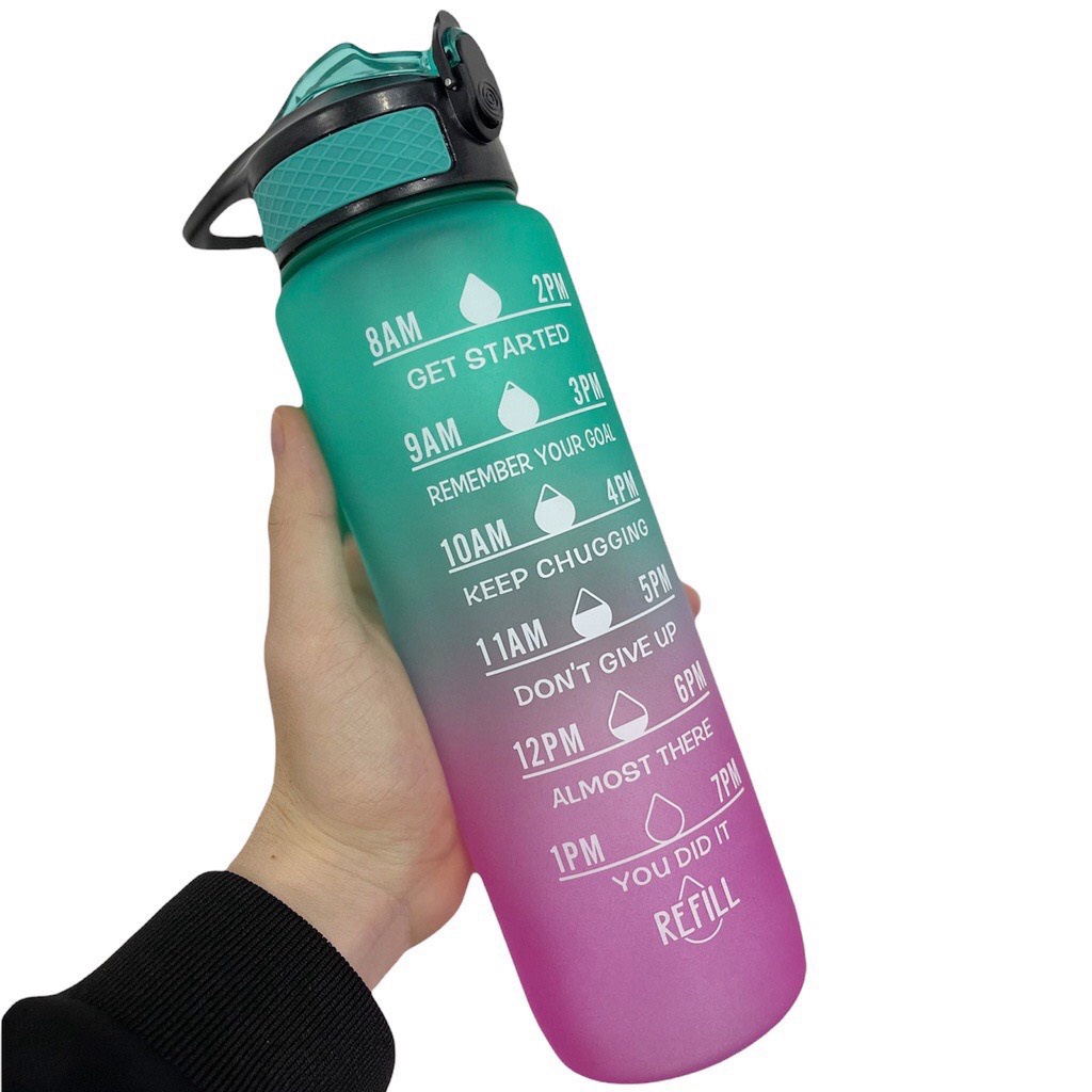 Bình Đựng Nước 1L Dễ Thương Cute Có Vạch Báo Giờ Uống Nước