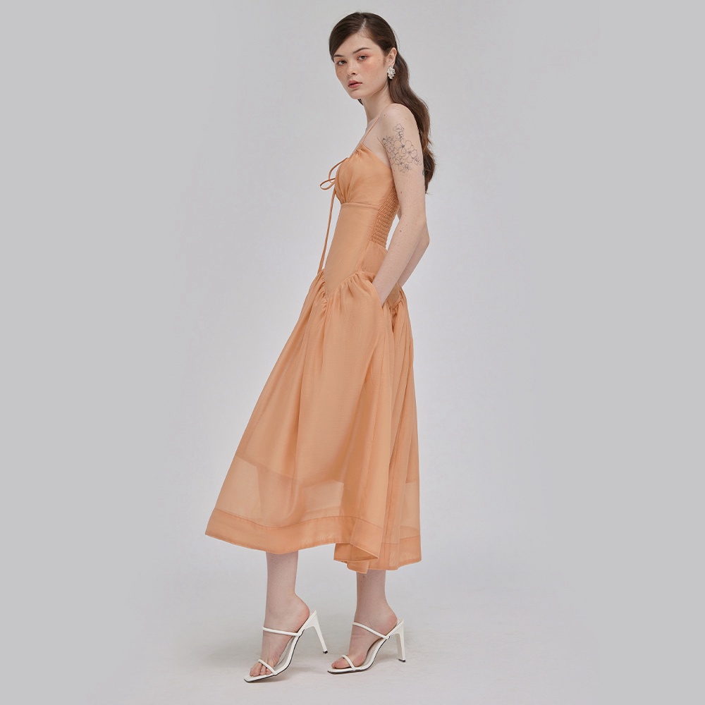 DEAR JOSÉ - Đầm dài kiểu nữ hai dây Marylin vải organza cam đào