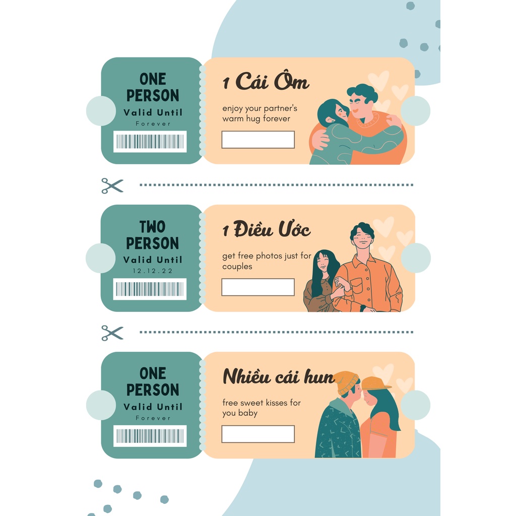 Love coupon quà tặng dành cho cặp đôi nam nữ, trò chơi tình yêu in theo yêu cầu By.duni