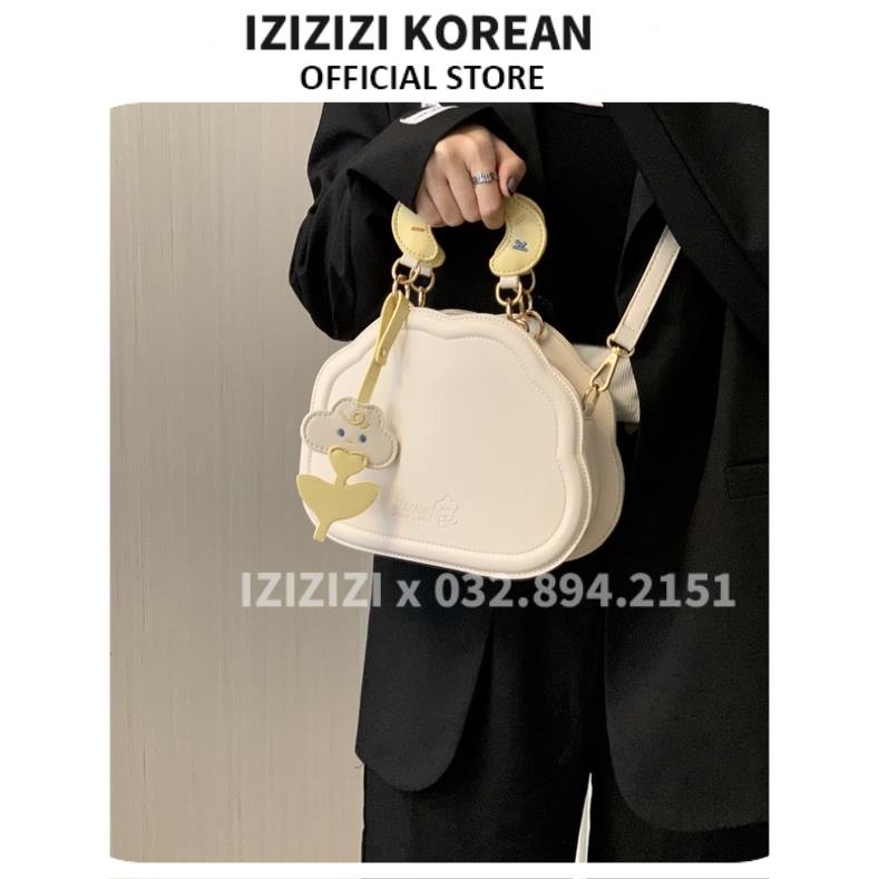 Túi Xách Nữ Đeo Vai Xinh [Freeship] Túi Xách Vai Nữ Kem Hoa Văn Cloud Dễ Thương Phong Thái Korea Iz7810