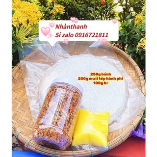 Combo 250g bánh tráng tròn phơi sương+200g muối tép hành phi +100g bơ
