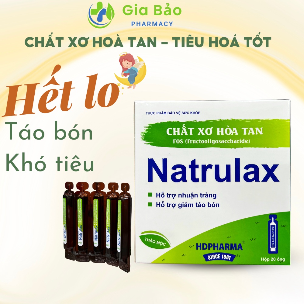 Chất xơ hoà tan Natrulax cho người lớn và bé hỗ trợ nhuận tràng, cải thiện tiêu hoá giảm táo bọn Hộp 20 ống dễ uống