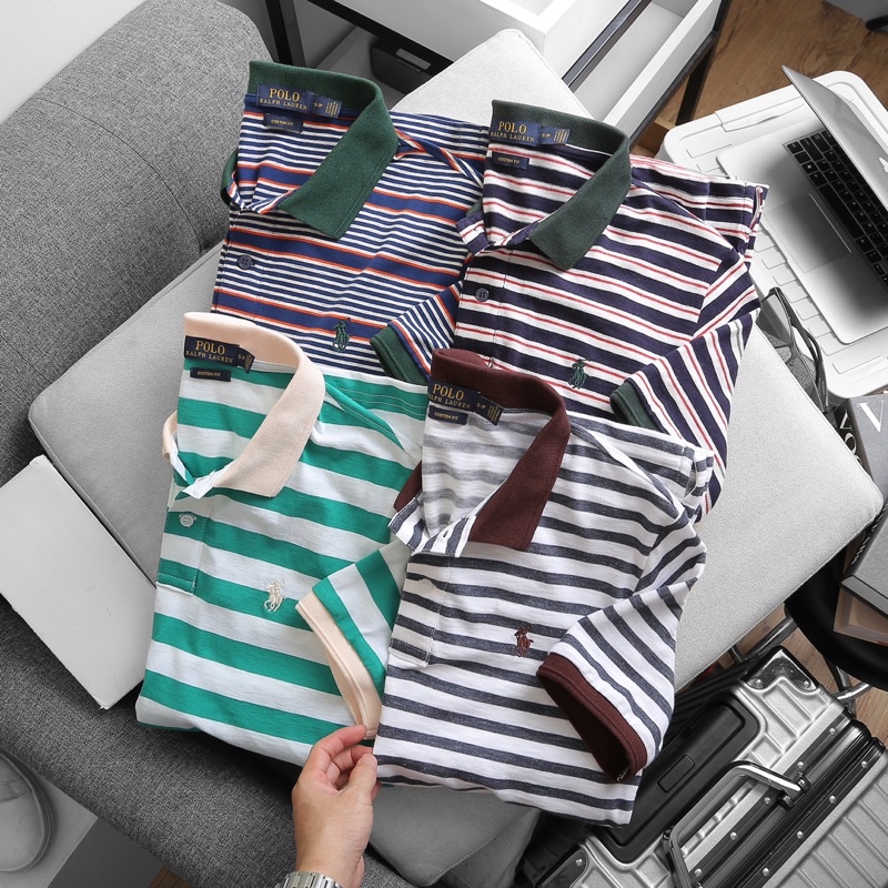 ÁO POLO SỌC NGANG LOGO CON NGỰA