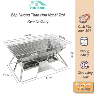 Bếp Nướng Than Hoa Ngoài Trời Inox 304 Kèm Phụ Kiện. Bếp Nướng Than Hoa Dã Ngoại Mountainhiker
