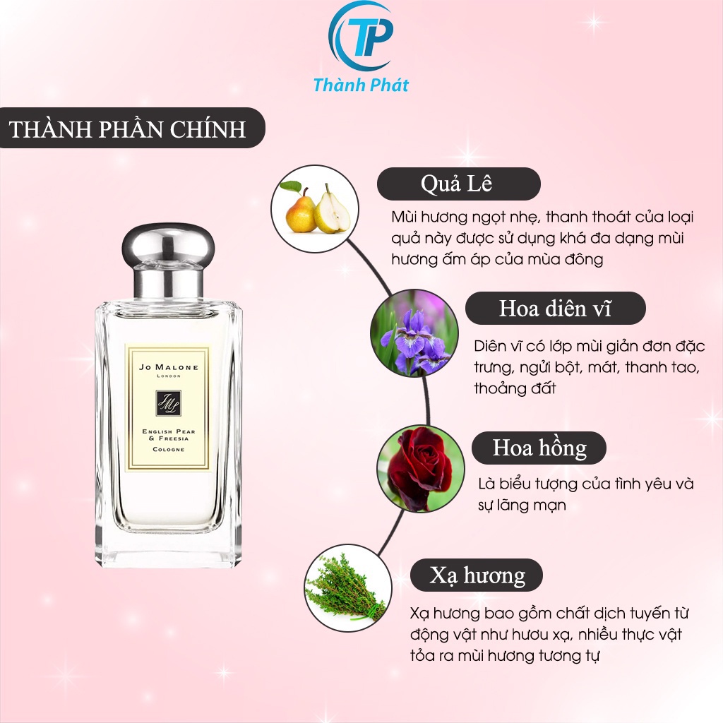 Nước Hoa Nữ Jomalone English Pear & Freesia Cologne - Hương Diêm Vĩ Tươi Mát | BigBuy360 - bigbuy360.vn
