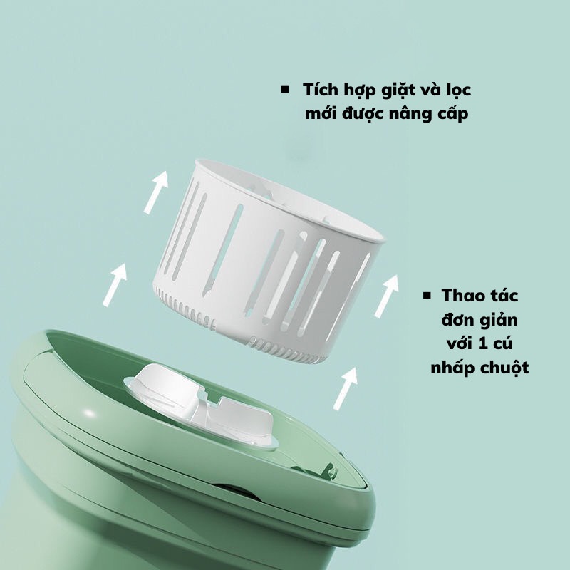 Máy Giặt Mini Cho Bé Máy Giặt Đồ Mini Gấp Gọn Di Động Vắt Khô Khử Khuẩn Bằng Ánh Sáng Xanh Đèn