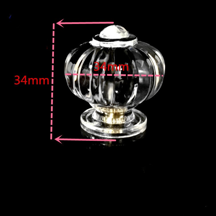 Nút tay nắm cửa lớn mica Acrylic trong suốt 35mm