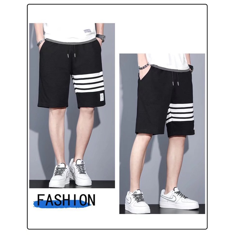 Quần short nam chất vải thom trẻ trung, quần đùi nam thể thao nam kẻ phối viền phong cách quảng châu - ADAMMAN