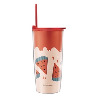 Ly nhựa hai lớp locknlock double wall cold cup hap524red 600ml màu đỏ dưa hấu