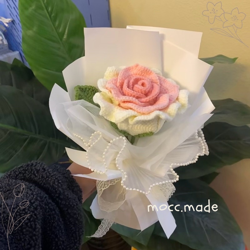 Hoa Hồng bằng len size lớn - MOCC.MADE | Ảnh thật - Hàng có sẵn |