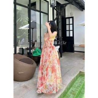 Đầm maxi hoa chuông bèo ngực | cobé clothing