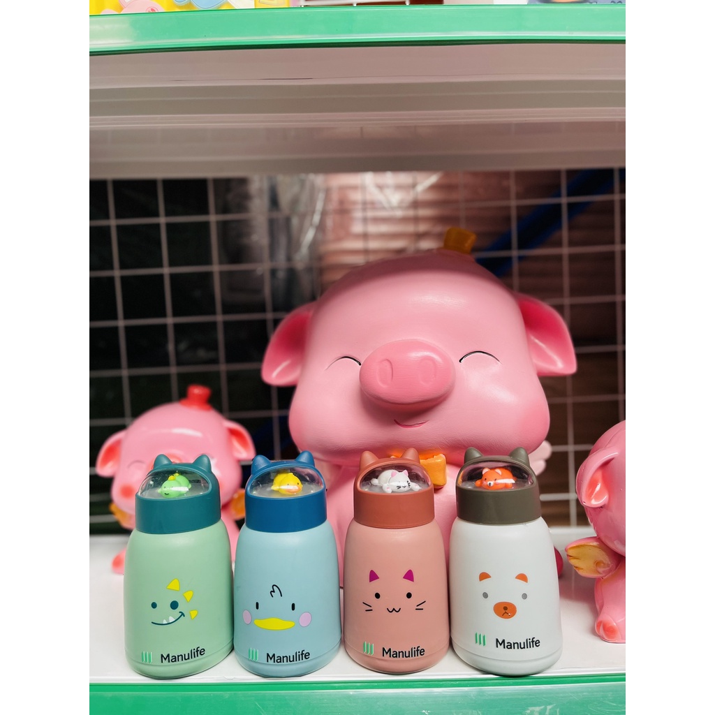 Bình nước lõi thủy tinh bọc nhựa 360ML hình thú dễ thương quà tặng bảo hiểm Manulife _GIFTBUY68_SHOP