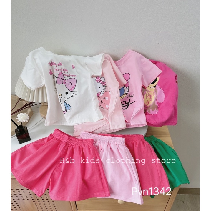 Bộ cotton 4 màu size cho bé gái 20-28kg